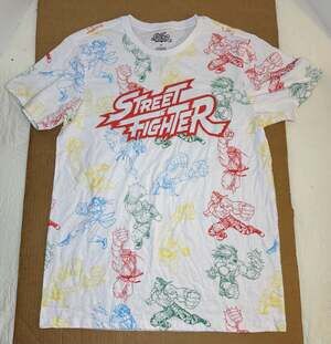 Street Fighter Character All-Over Print T-Shirt Size M White